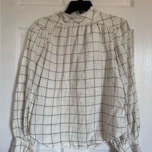 Joie Cream Checkered Blouse